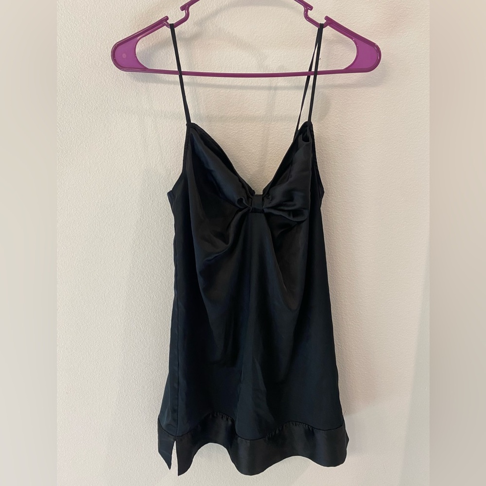 Black Satin Slip Dress with adjustable bow